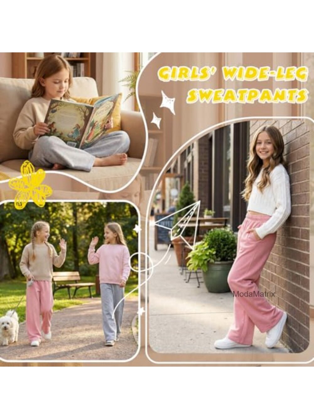 4 Pack Girls Baggy Sweatpants Kids Joggers Cotton Blend - Picture 5 of 6